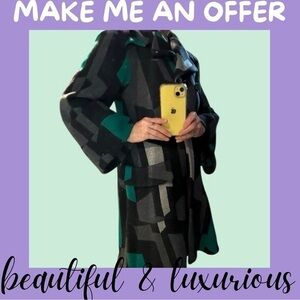 Diane Von Furstenberg Gene Kelly Swing Coat with Geometric Pattern